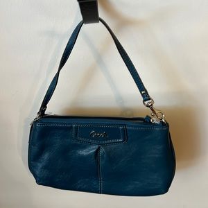 Blue Coach leather wristlet